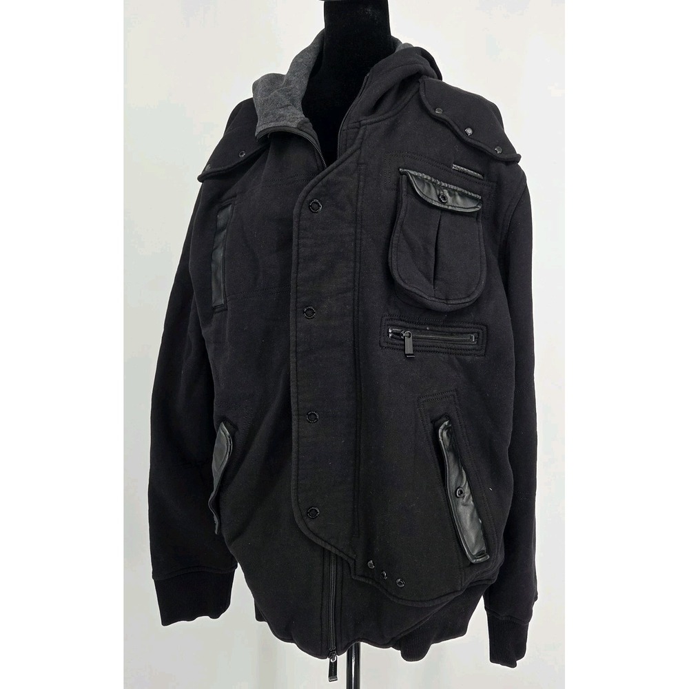 Sean John Black Utility Jacket Coat XXL Button Pockets Zipper